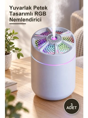 Yenilig 3 Adet Yuvarlak Petek Tasarımlı Rgb Nemlendirici