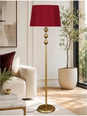 Vivense Zümra Eskitme Metal Ayaklı Lambader, Bordo