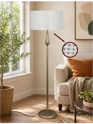 Vivense Lotus Eskitme Metal Ayaklı Lambader, Açık Ton Hazeran
