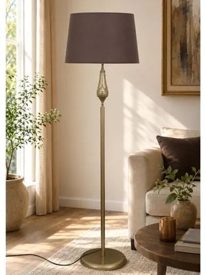 Vivense Lotus Eskitme Metal Ayaklı Lambader, Koyu Kahve