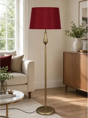 Vivense Lotus Eskitme Metal Ayaklı Lambader, Bordo