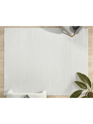 Vivense London Serisi Yumuşak Dokulu Makine Halısı Gri Krem, 160X350