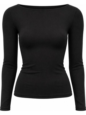 EVOA Basic Kayık Yaka Bluz M - Siyah