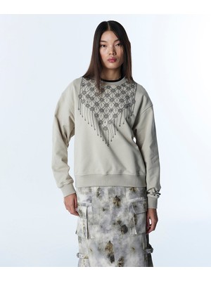 Twist STRASS TAŞLI GÖRSEL BASKILI SWEATSHIRT TS1260091010143