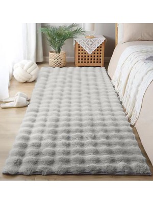 Dekoset Home Bubble Tavşan Tüyü Gri Yumuşak Yıkanabilir Tabanlı Peluş Halı