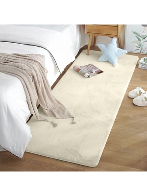 Dekoset Home Tavşan Tüyü Düz Bej Yumuşak Yıkanabilir Tabanlı Peluş Halı