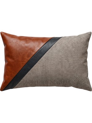 Ovola Geometrik Desenli Kırlent Kılıfı 30X50 cm - Turuncu Siyah Bej Modern Dekoratif Yastık Kılıfı