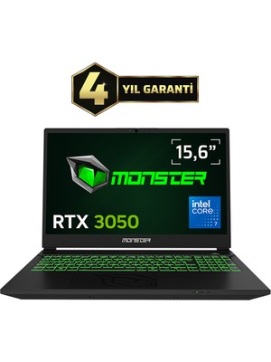 Monster Abra A5 V22.5.7 Intel Core 7 230H 8 GB Ram 500 GB SSD 4 GB Rtx 3050 Windows 11 15,6" Fhd 144 Hz Oyun Bilgisayarı