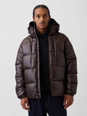 Gap Erkek Koyu Kahverengi Recycled Heavyweight Puffer Şişme Mont