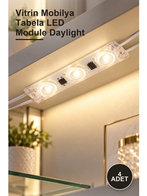 Yenilig 4 Adet CT-4593G LED Modül CT-4593 220V Günışığı Smd 2W/METRE (7 Led) 7 Metre Toplam 50 LED – Vitrin Mobilya Tabela LED Module Daylight