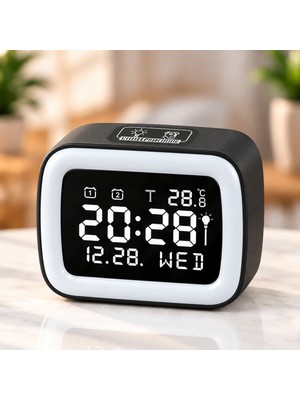 CoverZone Dijital Çalar Saat, Çift Alarm, Snooze Erteleme, Gece Işığı, Sıcaklık ve Tarih Göstergesi, 12/24 Saat Formatlı Masaüstü Alarm Saati, DS-5801