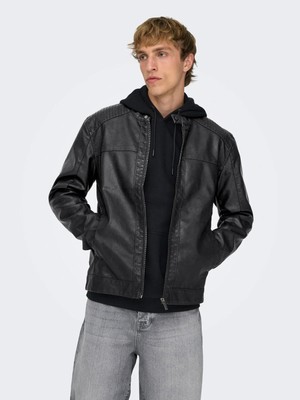 Only & Sons Onsmıke Pu Racer Jacket Otw Noos Black