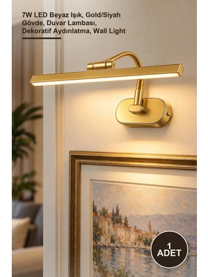 Yenilig 1 Adet CT-5212GB Kuğu Aplik – 7W LED Beyaz Işık, Gold/siyah Gövde, Duvar Lambası, Dekoratif Aydınlatma, Wall Light