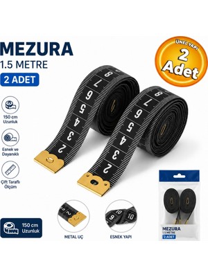 ilhan 1,50 Metre Bez Mezura Ölçüm Metresi 150 cm Mezura (2 Adet)