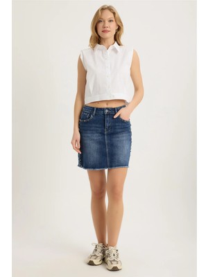 Home Store Mini Kapsül Troklu Jean Etek
