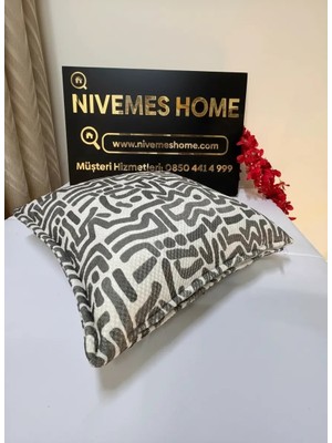 Nivemes Home Nivemeshome Lucca PL03 Elyaf Dolgulu Yeni Sezon Kırlent Kılıfı Antrasit 45 x 45