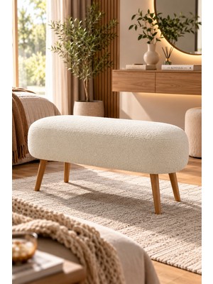 Yg Decor Lona Bukle Kumaş Modern Bench Puf Çok Amaçlı Yatak Ucu ve Antre Bankı