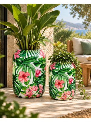 Greenmall Leaf 2'li Metal Saksı Seti