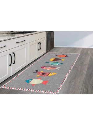 Vivense Dijital Baskı Kaymaz Yıkanabilir Mutfak Halısı, R2111 SM217 100X150 cm