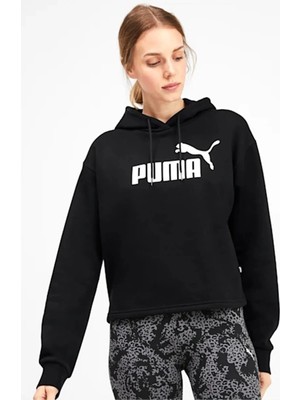 Puma Ess Cropped Logo Hoodie T Siyah Kadın Sweatshirt