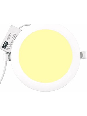 ZMR 12W Sıvaaltı Panel LED Armatür 3000K Günışığı 1020 Lümen Siyah Kasa Yuvarlak LED Panel 230V IP20