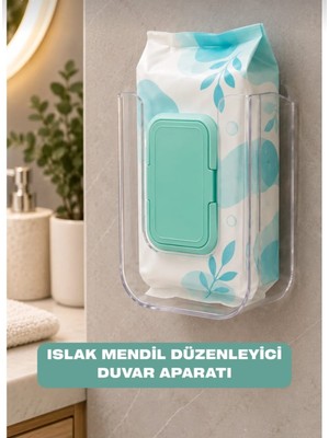 Beyzana Islak Mendil Düzenleyici Duvar Aparatı Mutfak ve Banyo Islak Mendil Kutusu