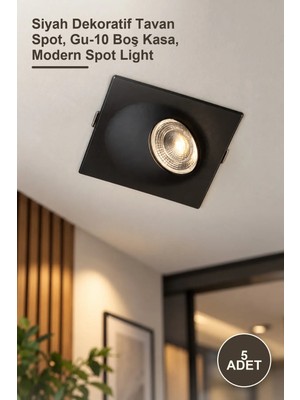Yenilig 5 Adet Spot Armatür CT-5090 Lion – Siyah Dekoratif Tavan Spot, Gu-10 Boş Kasa, Modern Spot Light