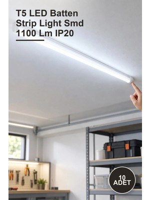Yenilig 10 Adet CT-2468G T5 LED Bant Armatür 15W 87,3 cm Günışığı 6400K Eklenebilir Anahtarlı – T5 LED Batten Strip Light Smd 1100 Lm IP20