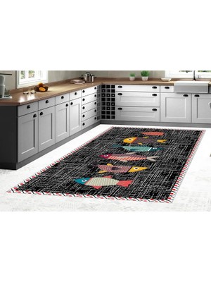 Vivense Dijital Baskı Kaymaz Yıkanabilir Mutfak Halısı, R2110 SM202 120X180 cm