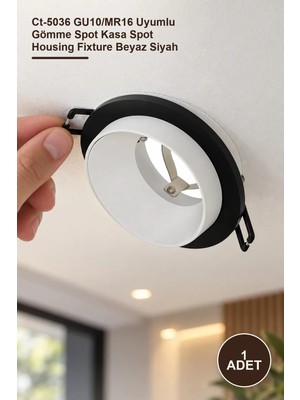Yenilig 1 Adet Boş Kasa Armatür – CT-5036 GU10/MR16 Uyumlu Gömme Spot Kasa Spot Housing Fixture Beyaz Siyah