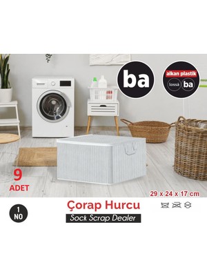 Bahometr Çorap Hurcu Düzenleyici Tutma Kulplu Organizer Saklama Hurç  No1- BA032-( 9 Adet )
