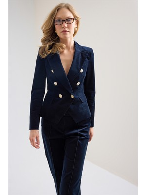 Home Store Crop Kadife Blazer Ceket