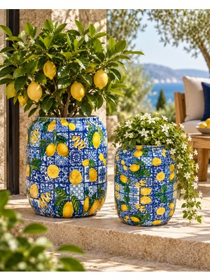 Greenmall Amalfi 2'li Metal Saksı Seti