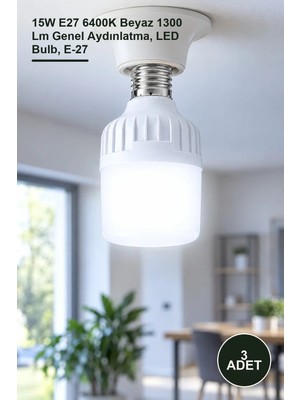 Yenilig 3 Adet CT-4329B Torch LED Ampul – 15W E27 6400K Beyaz 1300 Lm Genel Aydınlatma, LED Bulb, E-27