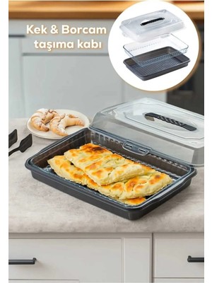 Silky Real Kilitli Kapaklı Kek Börek Pasta Saklama, Borcam Taşıma Kabı - Kek Fanusu