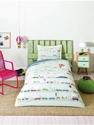 Özdilek Night Ride Mavi Tek Kişilik %100 Pamuk Lastik Çarşaflı Nevresim Takımı