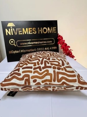 Nivemes Home Nivemeshome Lucca PL06 Elyaf Dolgulu Yeni Sezon Kırlent Kılıfı Kiremit 45 x 45