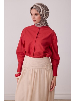 Belli Bej Soyut Desen %100 Twill Ipek Eşarp 4414-86