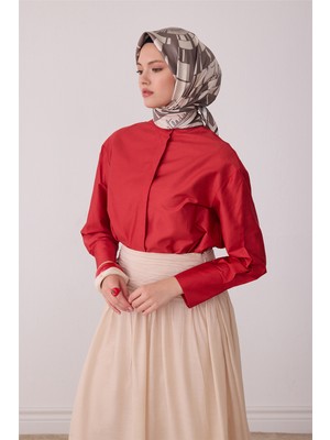 Belli Bej Geometrik Desen %100 Twill Ipek Eşarp 4411-86