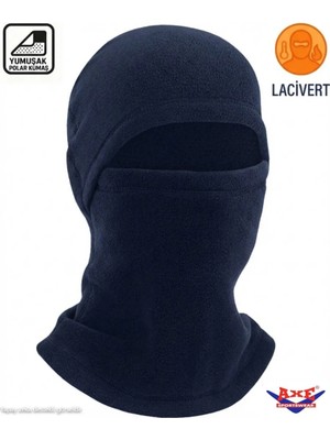 Axe Sportswear Lacivert Unisex Kışlık Termal Polar Kar Maskesi Balaclava Kayak Motorsiklet Motorcu Kask Bere