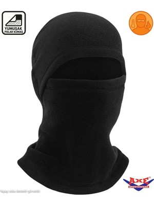 Axe Sportswear Siyah Unisex Kışlık Termal Polar Kar Maskesi Balaclava Kayak Motorsiklet Motorcu Kask Bere