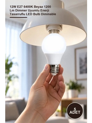 Yenilig 5 Adet CT-4278 Dimlenebilir LED Ampul – 12W E27 6400K Beyaz 1200 Lm Dimmer Uyumlu Enerji Tasarruflu LED Bulb Dimmable