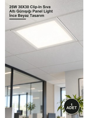 Yenilig 1 Adet CT-5286G LED Panel CT-5286 – 25W 30X30 Clip-In Sıva Altı Günışığı Panel Light Ince Beyaz Tasarım