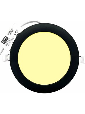 ZMR 12W Sıvaaltı Panel LED Armatür 3000K Günışığı 1020 Lümen Siyah Kasa Yuvarlak LED Panel 230V IP20