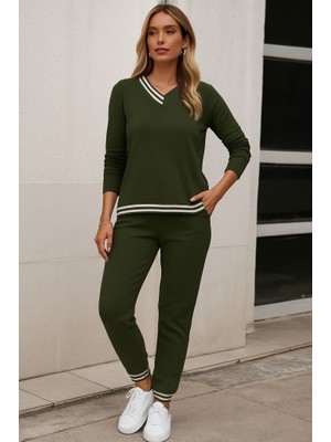 Pileli Store Kadın Uzun Kollu Ribana Detay Viskon Iki Iplik Ikili Takım