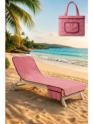 Anılsan Alia Şezlong Havlusu %100 Pamuk 76x216- Beyaz Pembe