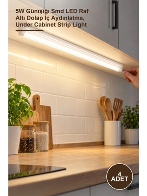 Yenilig 4 Adet CT-2466G T5 LED Bant Armatür – 5W Günışığı Smd LED Raf Altı Dolap Iç Aydınlatma, Under Cabinet Strip Light