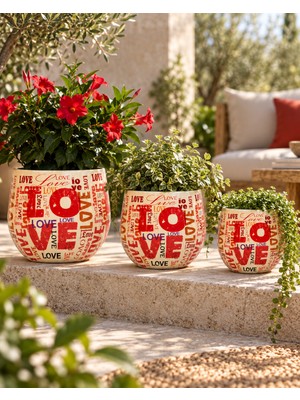 Greenmall Love 3'lü Metal Saksı Seti