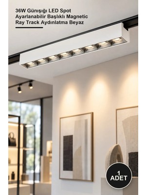 Yenilig 1 Adet CT-5816 Dante Magnetic Ray Spot Armatür – 36W Günışığı LED Spot Ayarlanabilir Başlıklı Magnetic Ray Track Aydınlatma Beyaz