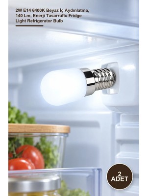 Yenilig 2 Adet CT-4261B LED Buzdolabı Ampulü – 2W E14 6400K Beyaz Iç Aydınlatma, 140 Lm, Enerji Tasarruflu Fridge Light Refrigerator Bulb